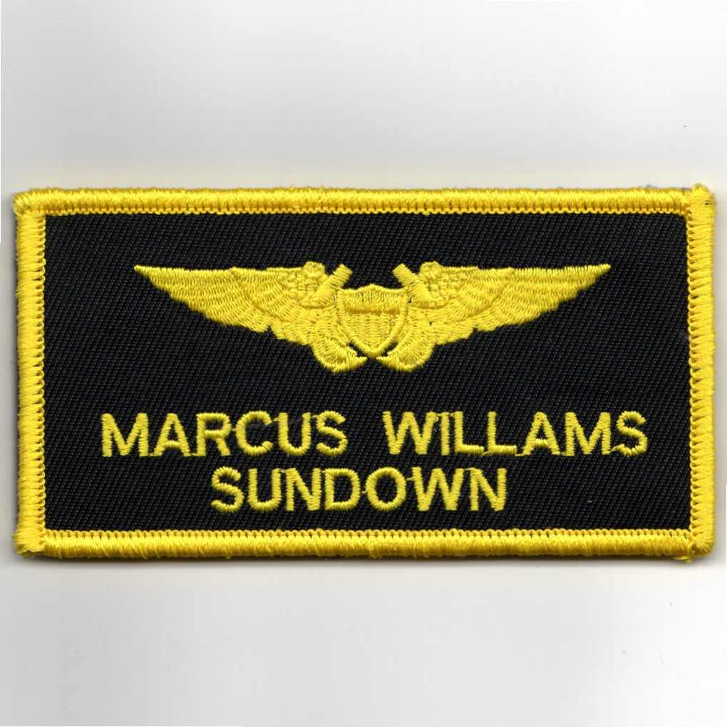 TOPGUN: Marcus 'SUNDOWN' Williams Nametag (LIGHT Yellow/No V)