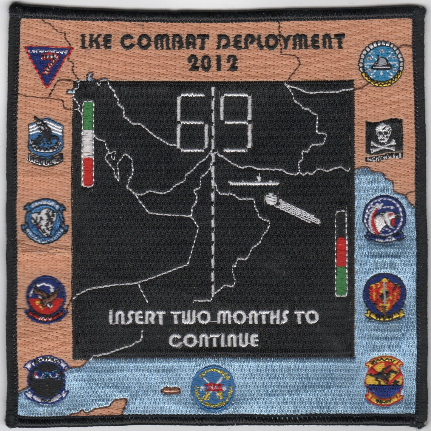 CVN-69/VFA-143/CVW-7 2012 'COMBAT DEPLOYMENT' Cruise Patch (Square)