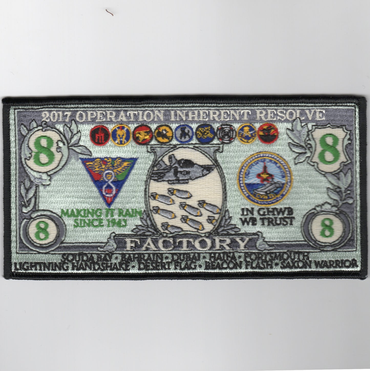 CVN-77/CVW-8 2017 '8-Dollar' Cruise Patch (HUGE)