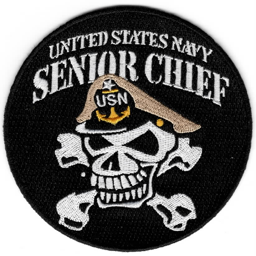 USN SENIOR Chief w/Khaki Cover Patch (Skull)