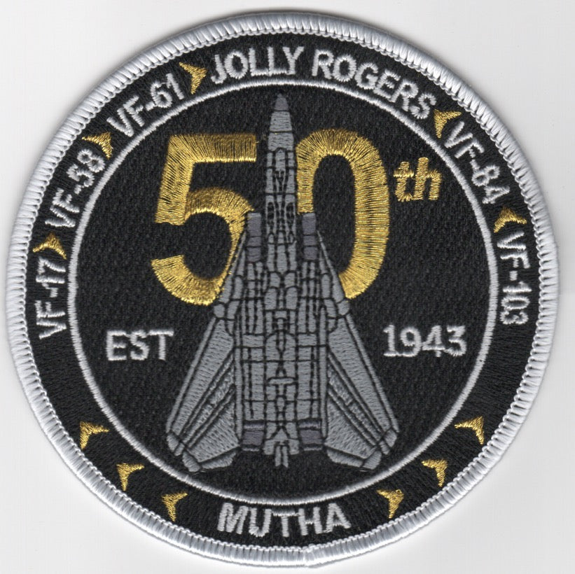 VF-103 F-14 '50th Anniversary' Patch (Black/Round)