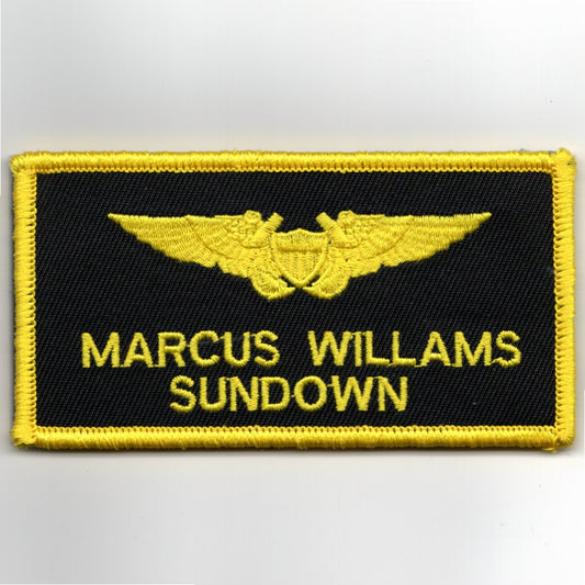 TOPGUN: Marcus 'SUNDOWN' Williams Nametag (LIGHT Yellow/No V)