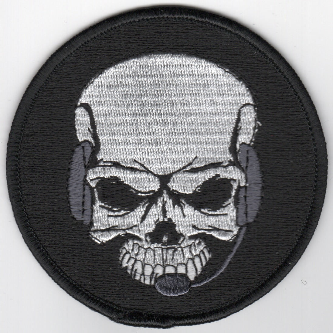 E-2C 'Skull w/Headset' Patch (ROUND/Black)