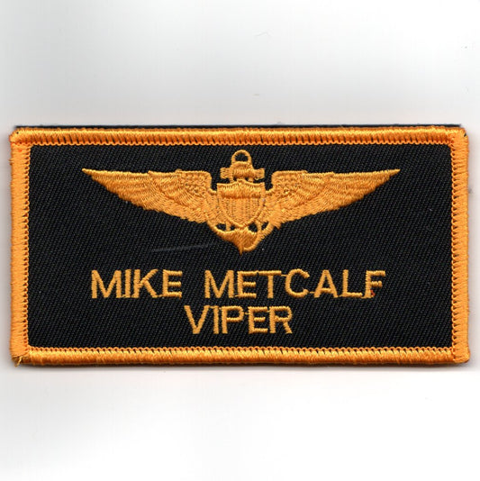 TOPGUN: 'MIKE METCALF' Nametag (DARK Yellow/NO V)