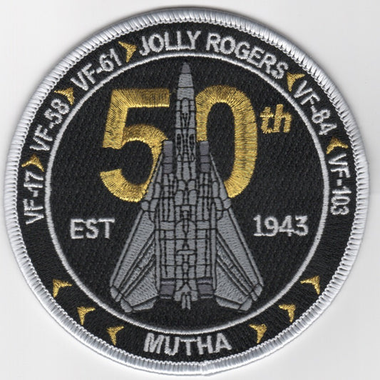 VF-103 F-14 '50th Anniversary' Patch (Black/Round)